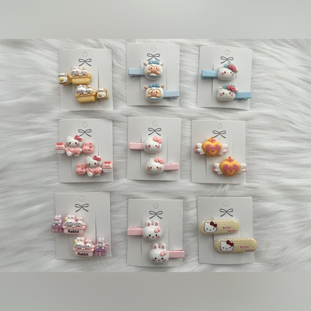 Set of 9 handmade hair clips very cute